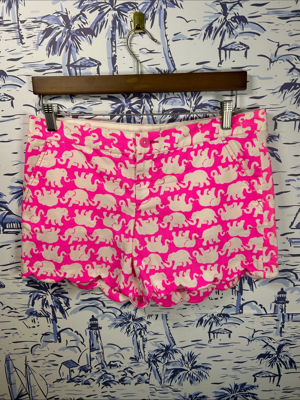 Lilly Pulitzer Pink and Cream Elephant Print Shorts